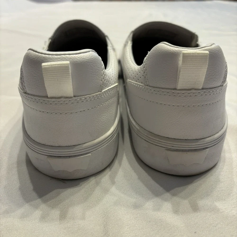 Levis Womens White Slip‎ On Sneakers Perforated Faux Leather Flats Size 10 EUC